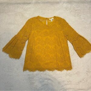 Monteau Mustard Lace Top